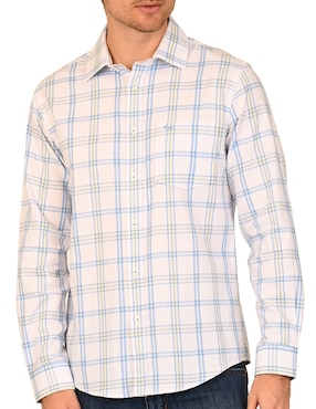 Camisa casual Ferrioni de algodón manga larga para hombre
