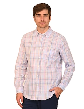 Camisa casual Ferrioni de algodón manga larga para hombre