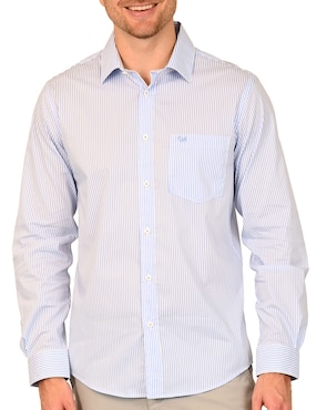Camisa casual Ferrioni de algodón manga larga para hombre