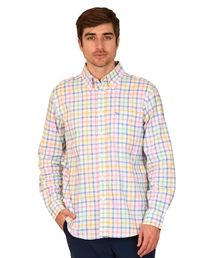 Camisa casual Ferrioni de algodón manga larga para hombre