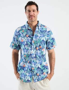 Camisa playa Izod de algodón manga corta para hombre
