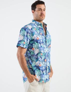 Camisa playa Izod de algodón manga corta para hombre
