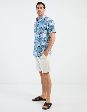 Camisa playa Izod de algodón manga corta para hombre