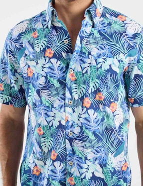 Camisa playa Izod de algodón manga corta para hombre