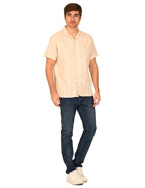 Camisa casual Ferrioni de algodón y poliéster manga corta para hombre