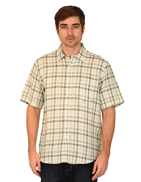 Camisa casual Ferrioni de lino manga corta para hombre