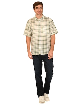 Camisa casual Ferrioni de lino manga corta para hombre