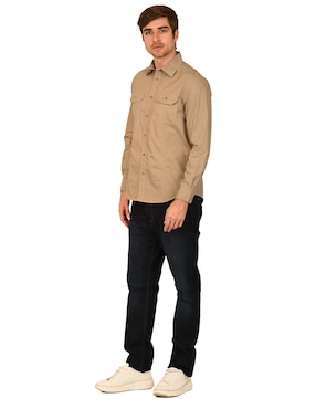 Camisa casual Ferrioni de algodón manga larga para hombre