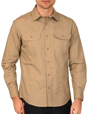 Camisa casual Ferrioni de algodón manga larga para hombre
