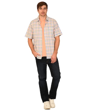 Camisa casual Ferrioni de algodón manga corta para hombre
