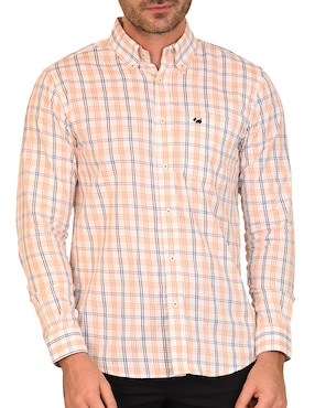 Camisa casual Ferrioni de algodón manga larga para hombre
