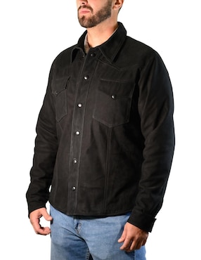 Chamarra casual Tacalero de piel para hombre
