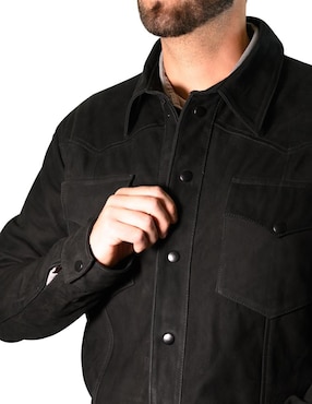 Chamarra casual Tacalero de piel para hombre