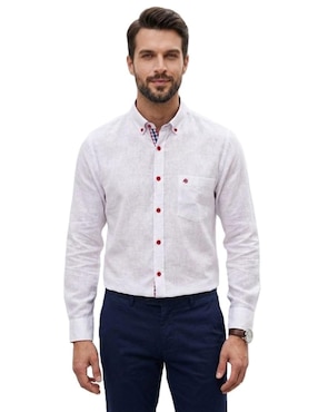Camisa casual Michel Blanc manga larga para hombre