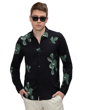 Camisa Casual Generra De Algodón Manga Larga Para Hombre