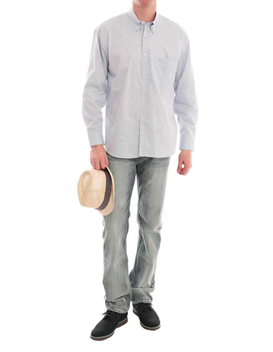 Camisa casual de algodón manga larga para hombre