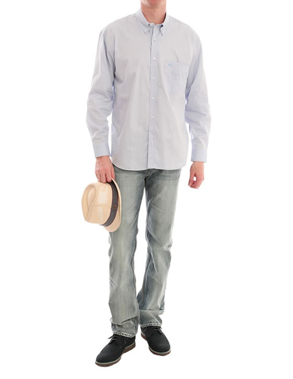 Camisa casual de algodón manga larga para hombre