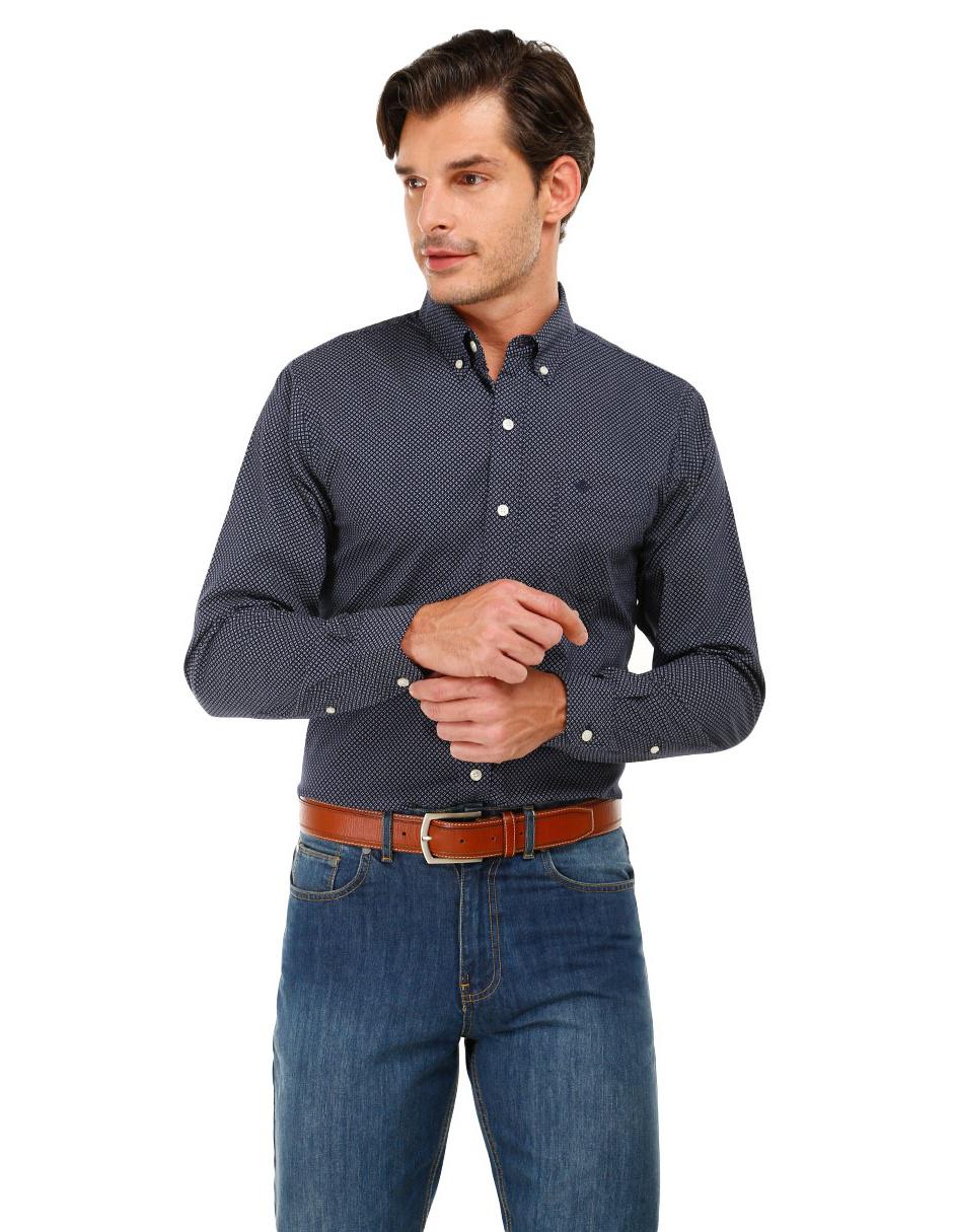 Camisa casual con diseño floral Dockers corte regular fit manga larga azul  marino en Liverpool