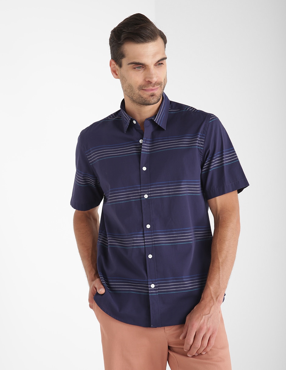 Camisa casual de algodón manga corta para hombre