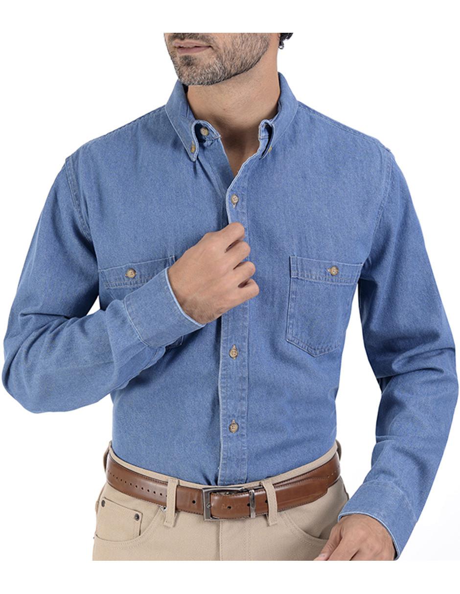 Camisa casual Yale de algodón manga larga para hombre