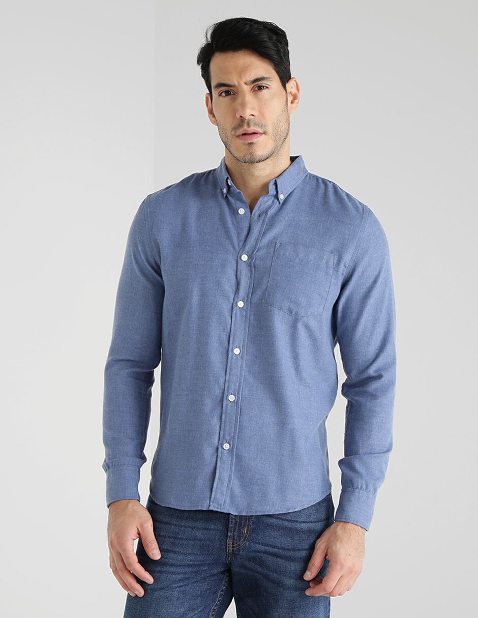 Camisa casual de algodón manga larga para hombre 1