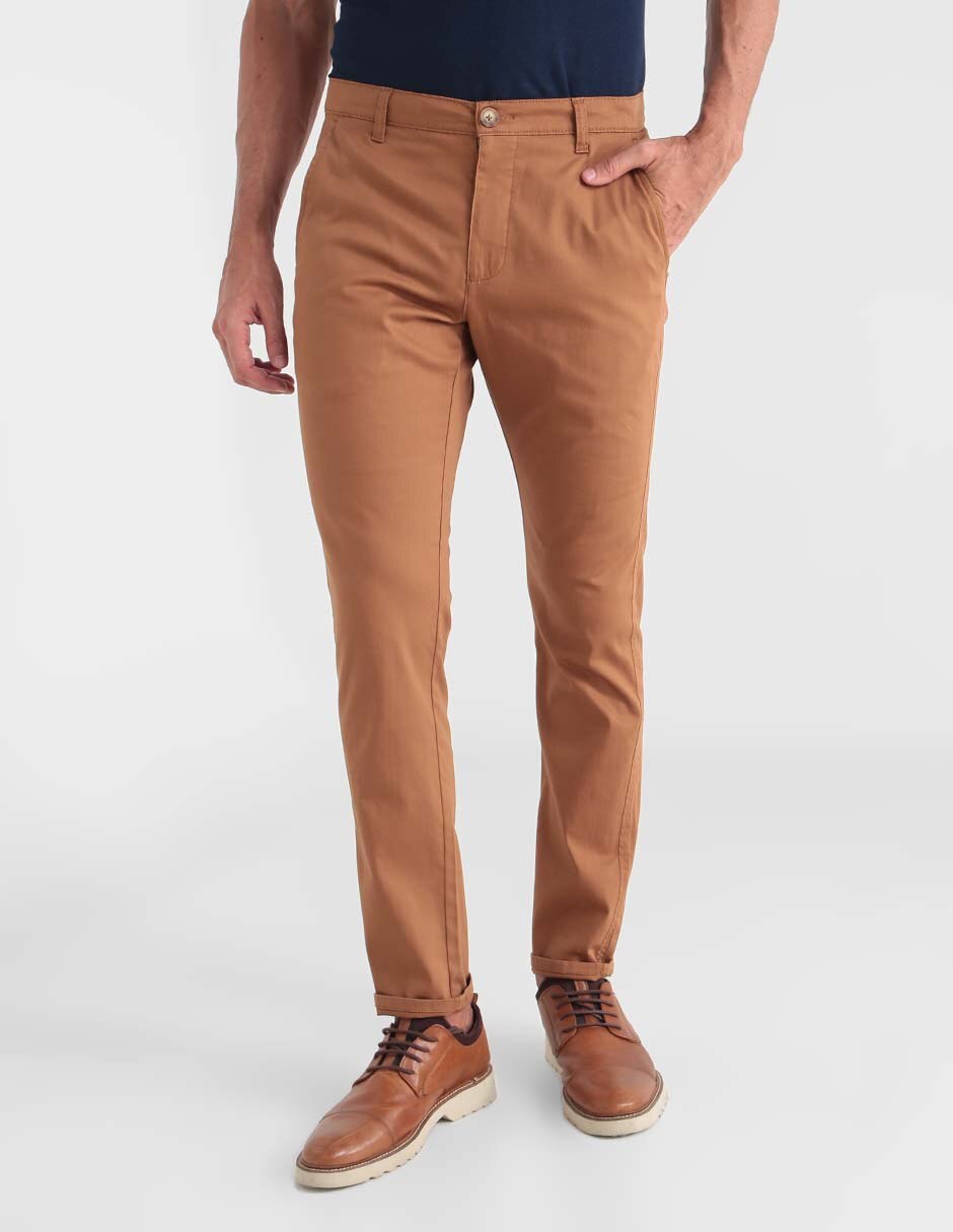 Pantalón casual chino recto de algodón para hombre 1