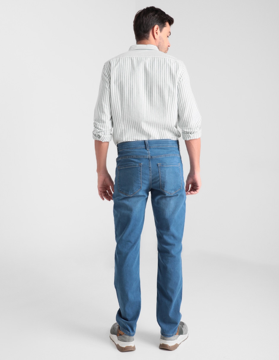 Jeans slim Savane lavado claro para hombre 2
