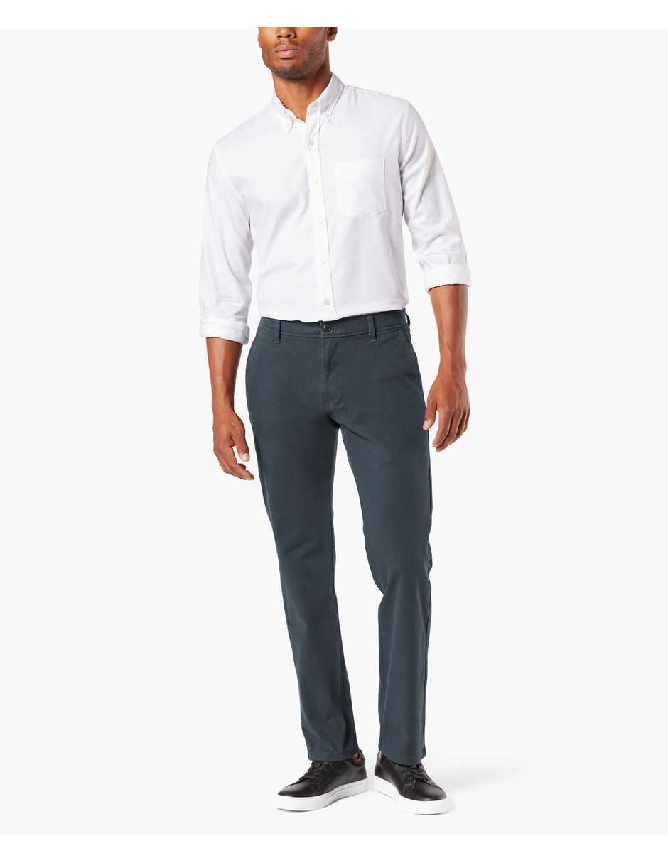 Pantalón casual chino recto de algodón para hombre 4