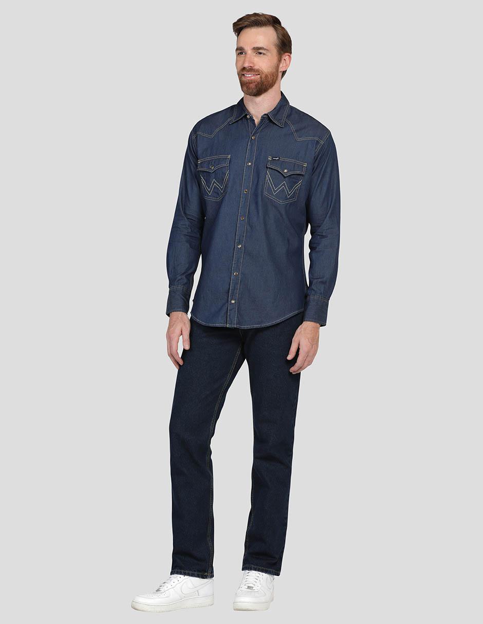 Camisa casual de mezclilla manga larga para hombre 3