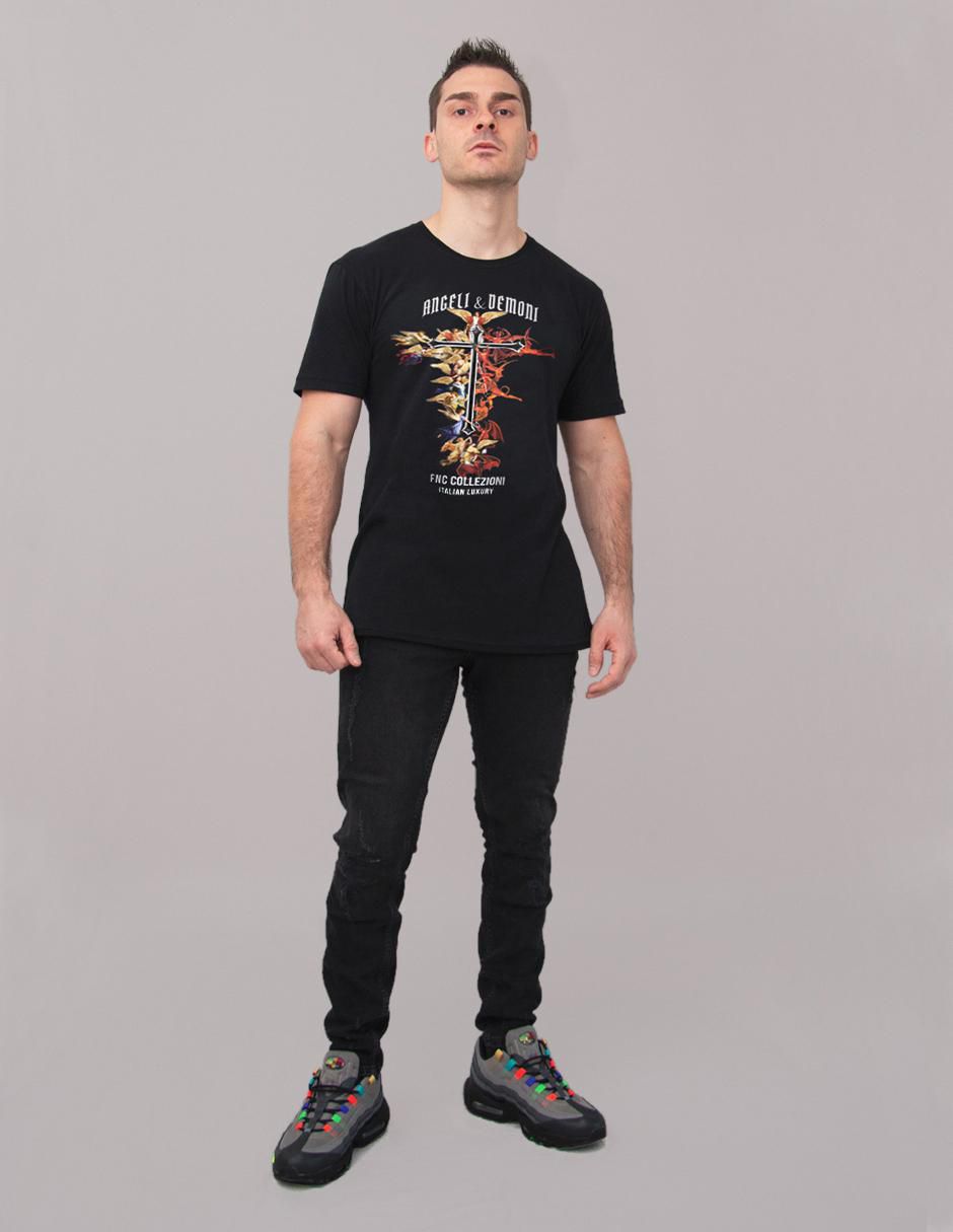 Playera Angeli E Demoni Cruz cuello redondo para hombre 3