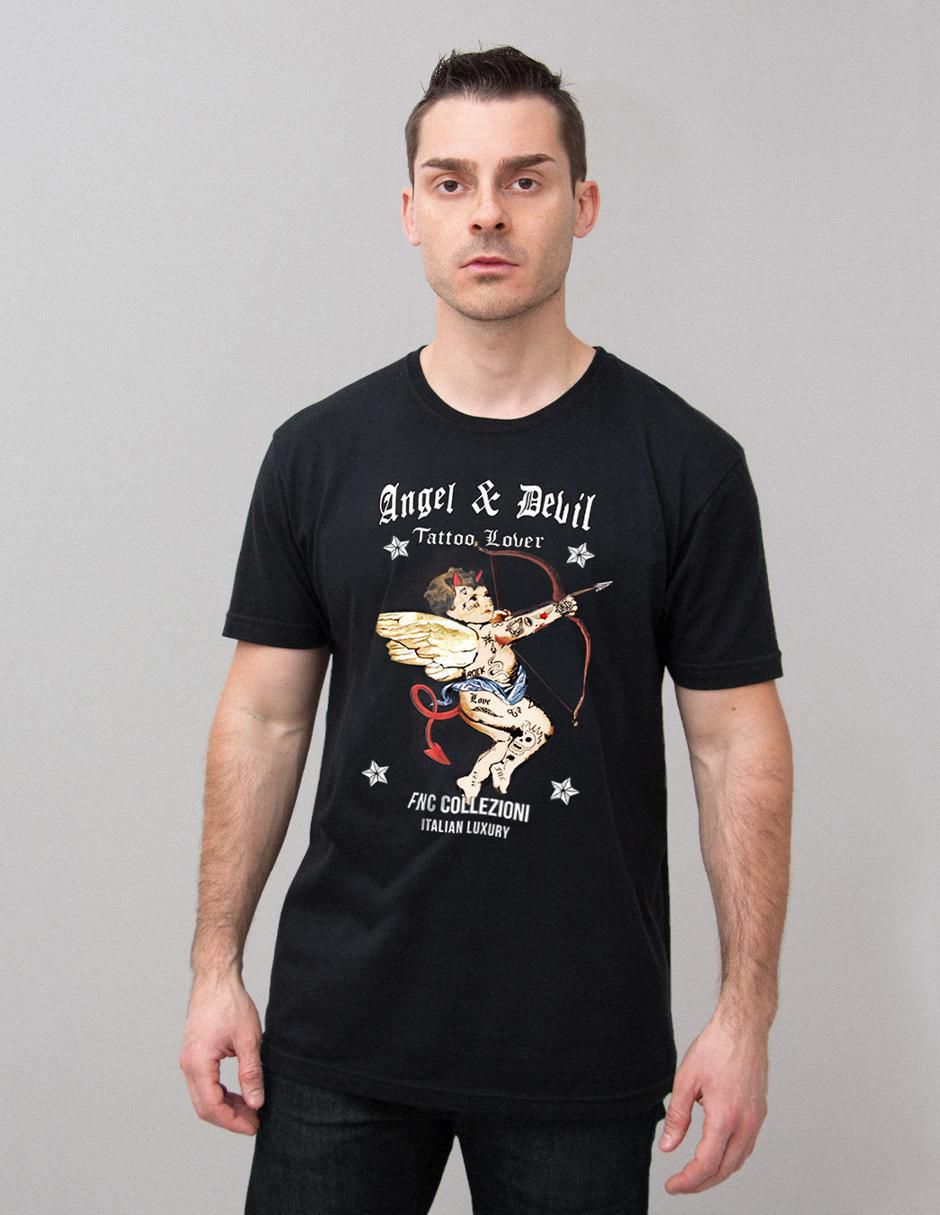 Playera Angeli E Demoni -Tattoo Lover cuello redondo para hombre Playera Angeli E Demoni -Tattoo Lover cuello redondo para hombre