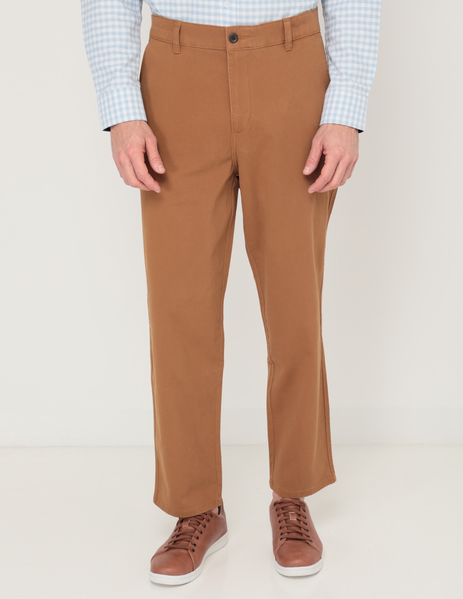 Pantalón casual regular recto de algodón para hombre 1