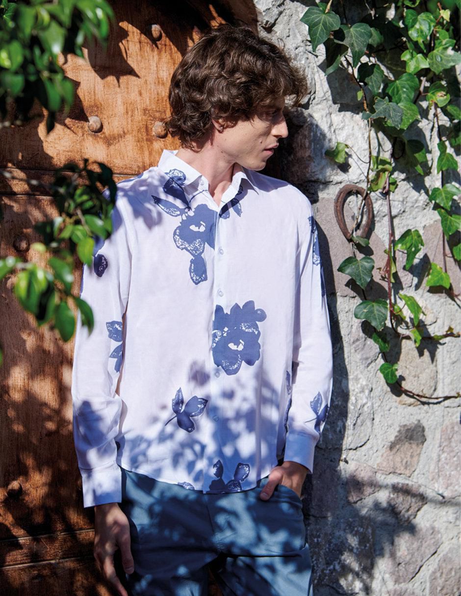 Camisa casual de algodón manga larga para hombre 6