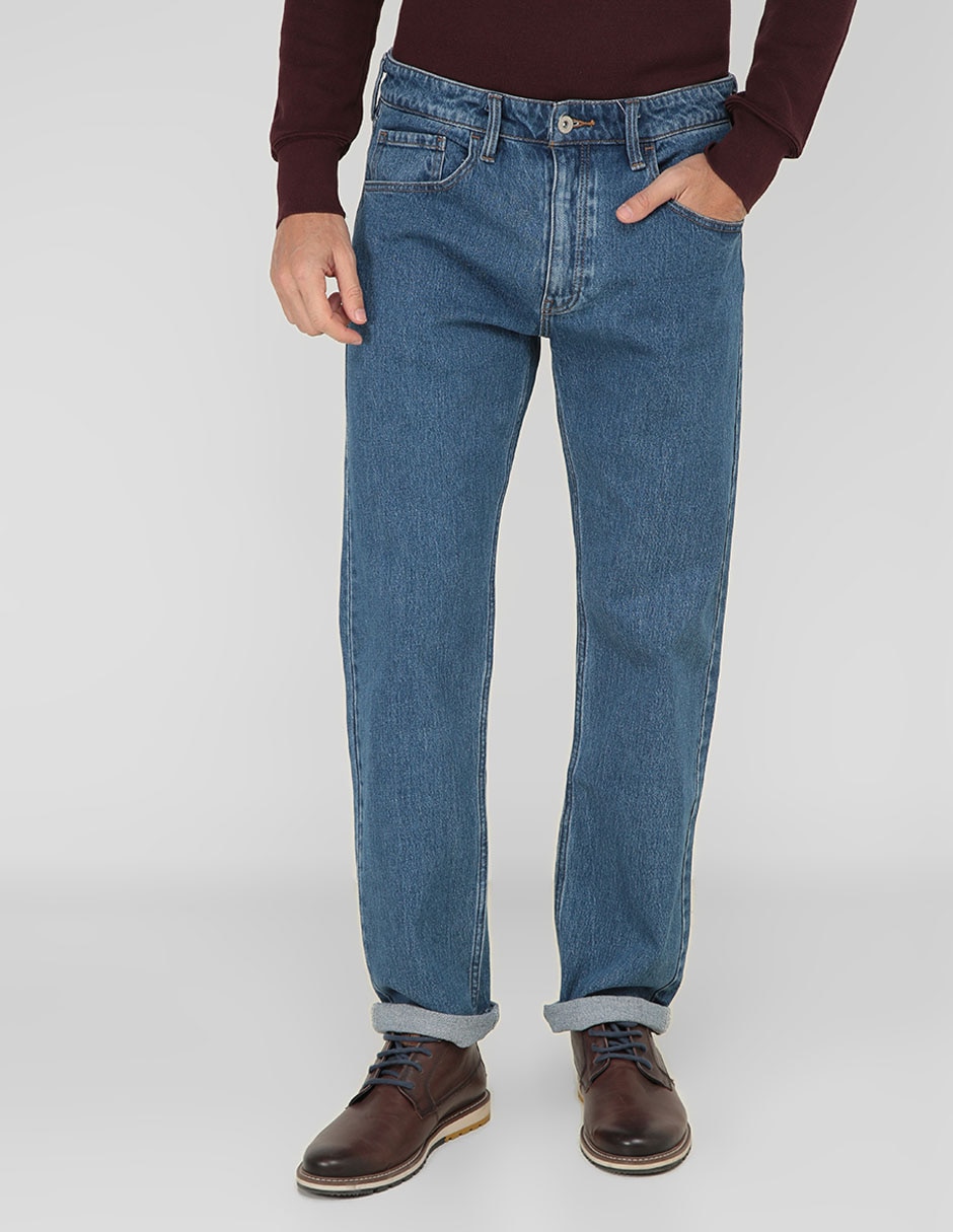 Jeans straight lavado claro para hombre 1