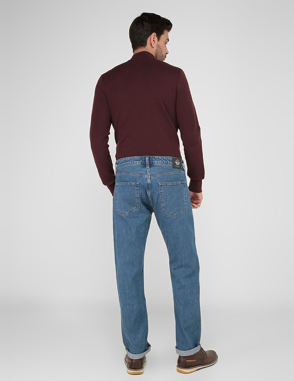 Jeans straight lavado claro para hombre 2