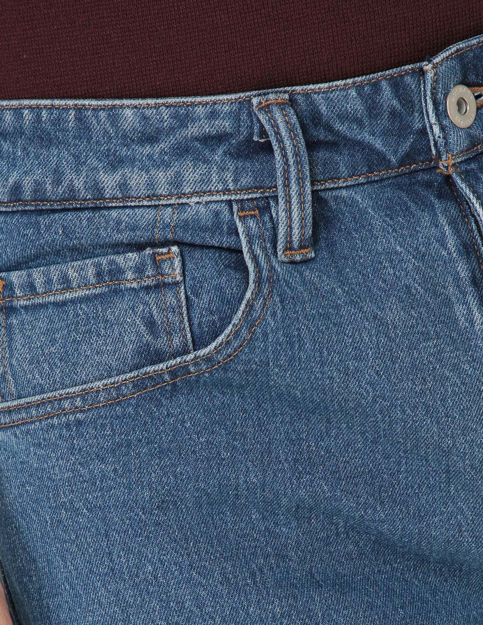 Jeans straight lavado claro para hombre 4
