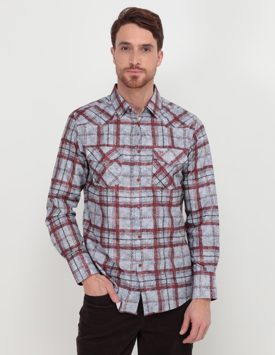 Camisa casual de algodón manga larga para hombre
