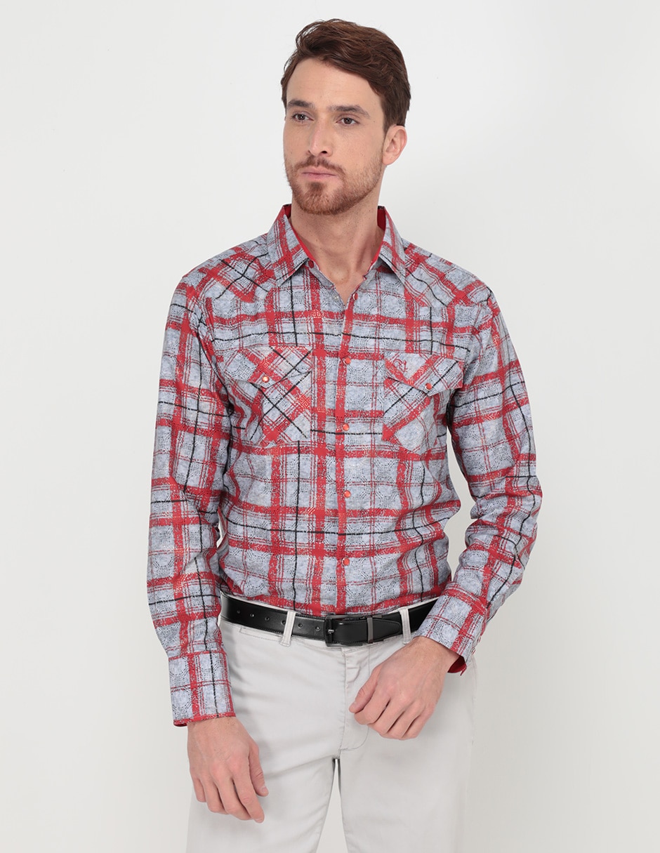 Camisa casual de algodón manga larga para hombre