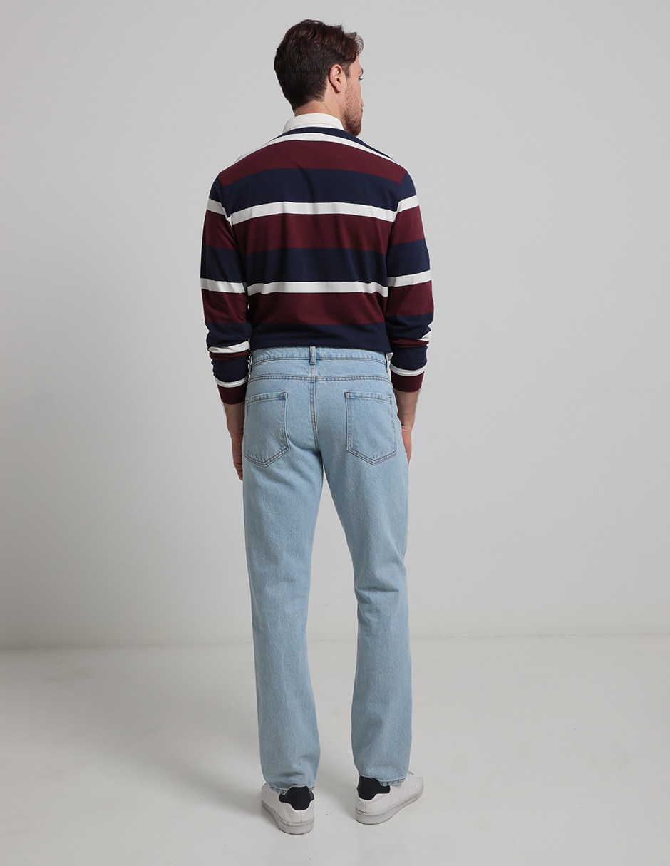 Jeans straight lavado claro para hombre 2