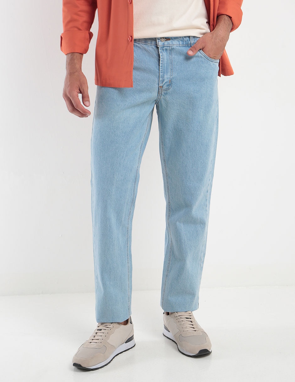 Jeans regular lavado claro para hombre