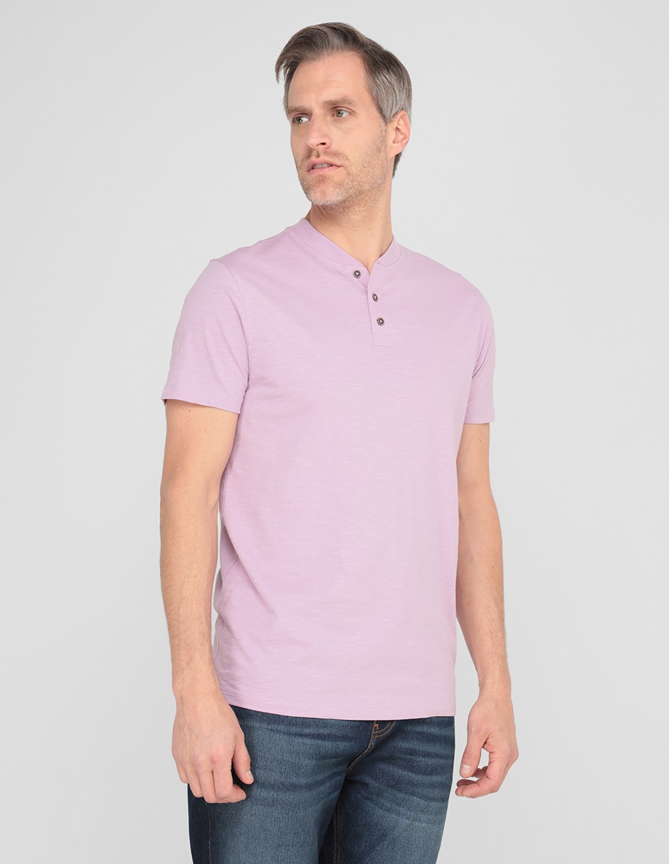 Playera cuello best sale henley hombre