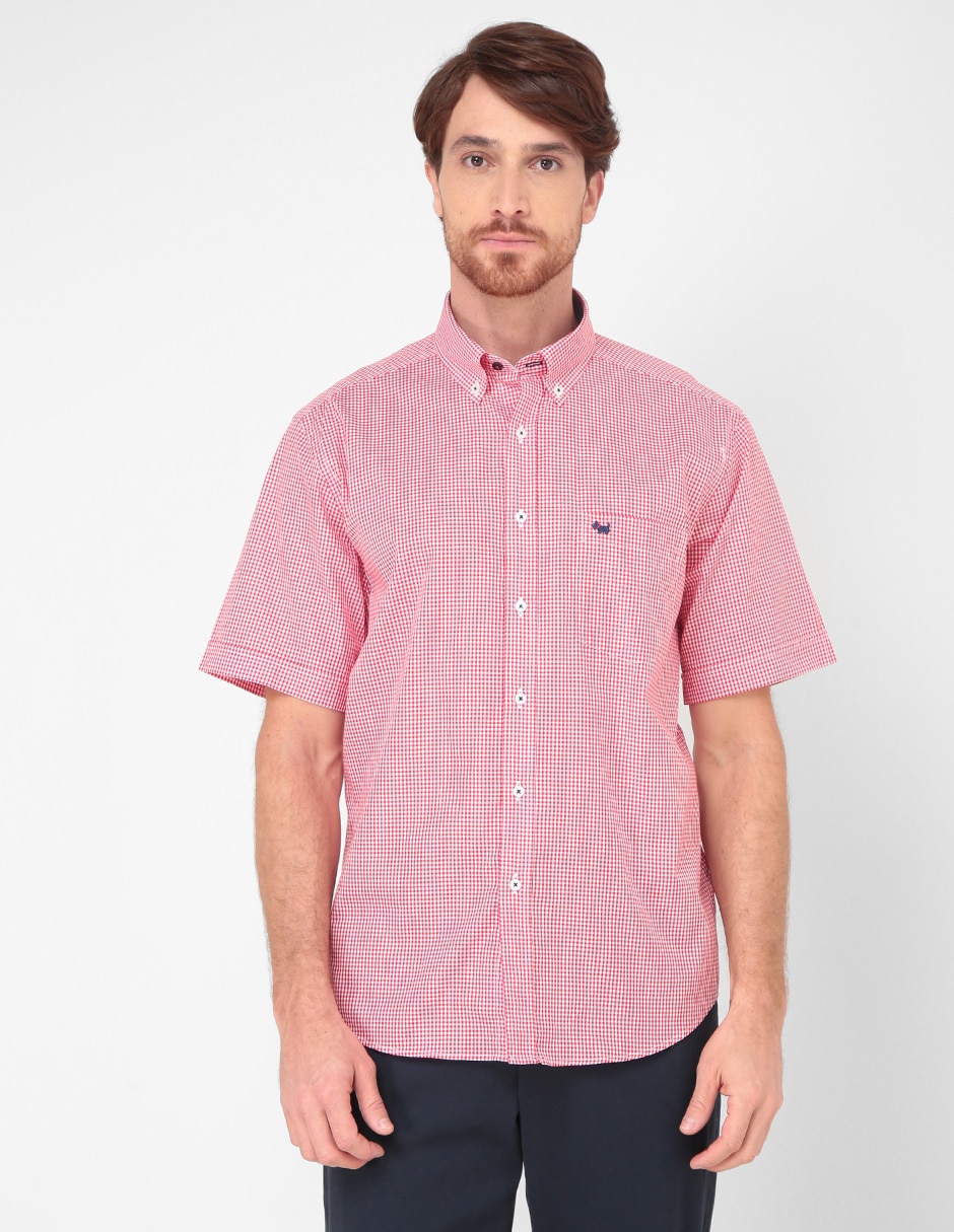 Camisa casual de algodón manga corta para hombre