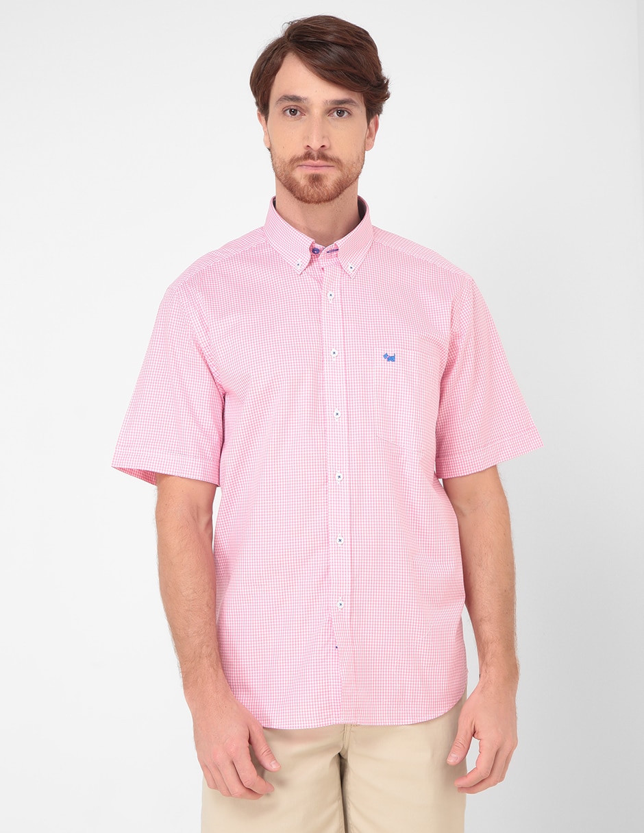 Camisa casual de algodón manga corta para hombre