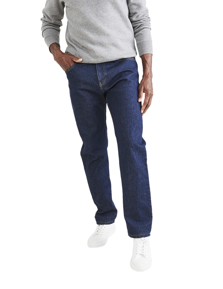 Jeans straight lavado obscuro para hombre 1