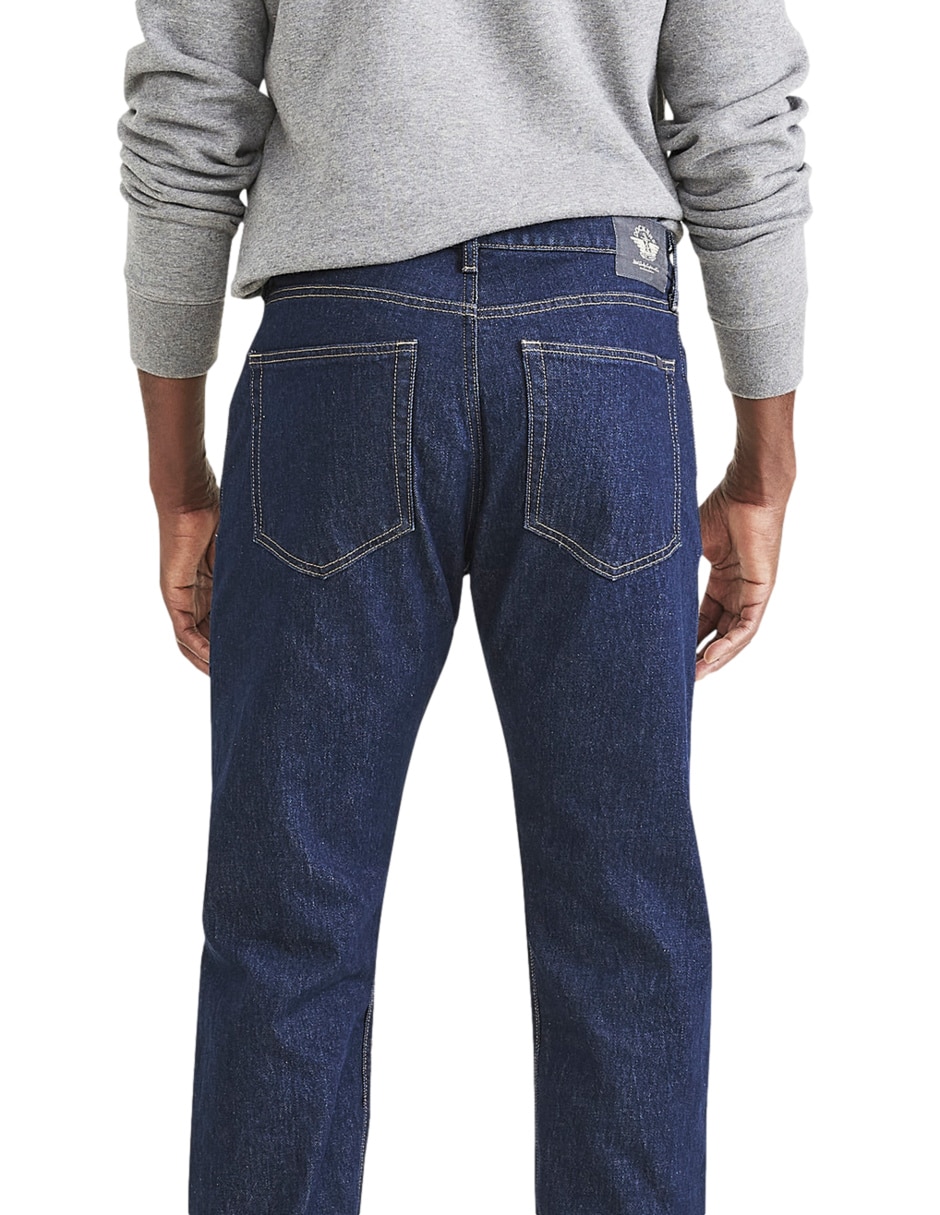 Jeans straight lavado obscuro para hombre 4
