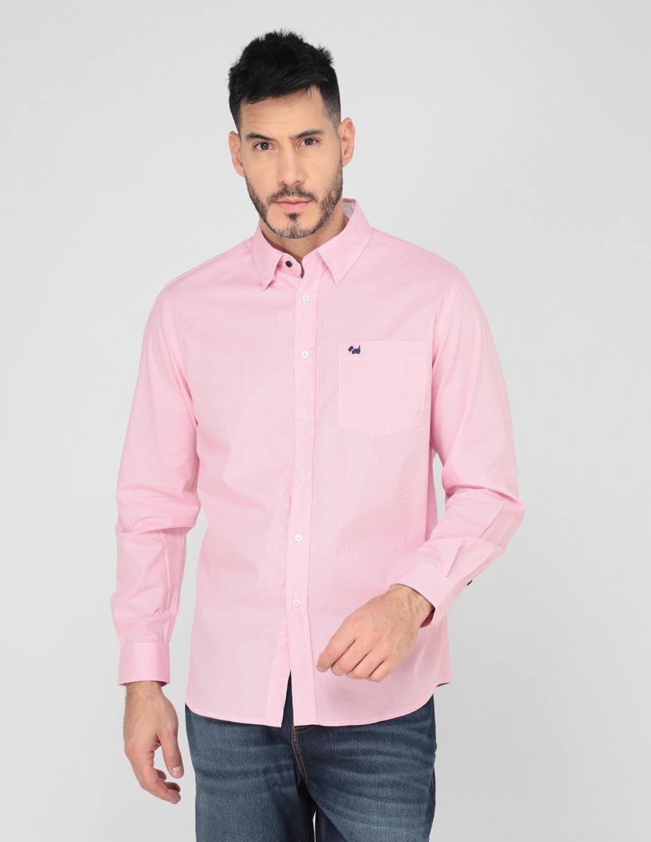 Camisa casual Ferrioni de algod n manga larga para hombre