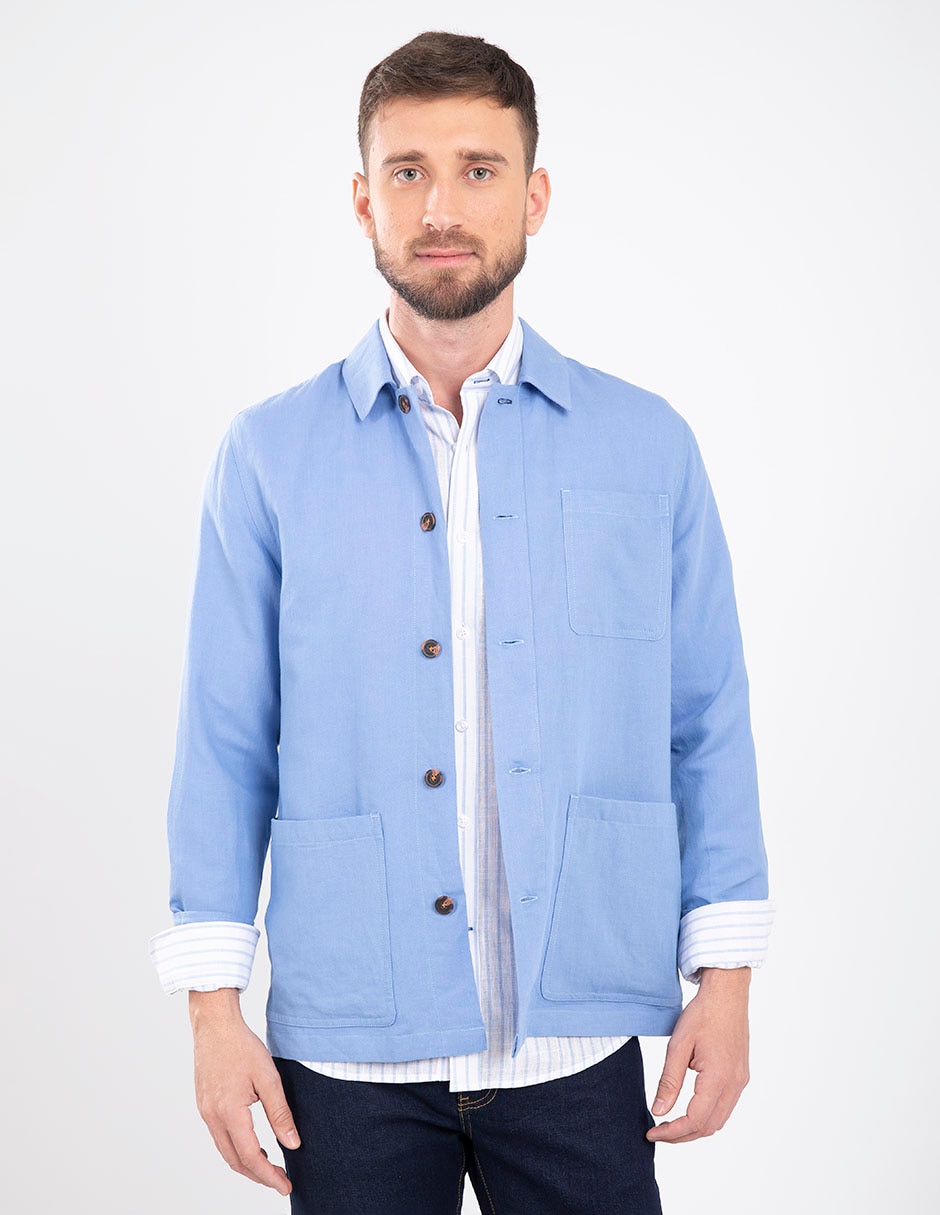 Chamarra casual de algodón con bolsillos para hombre 1