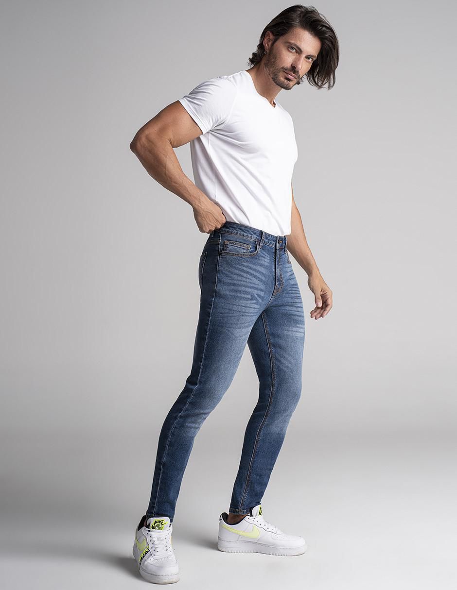 Jeans super skinny deslavado para hombre 2
