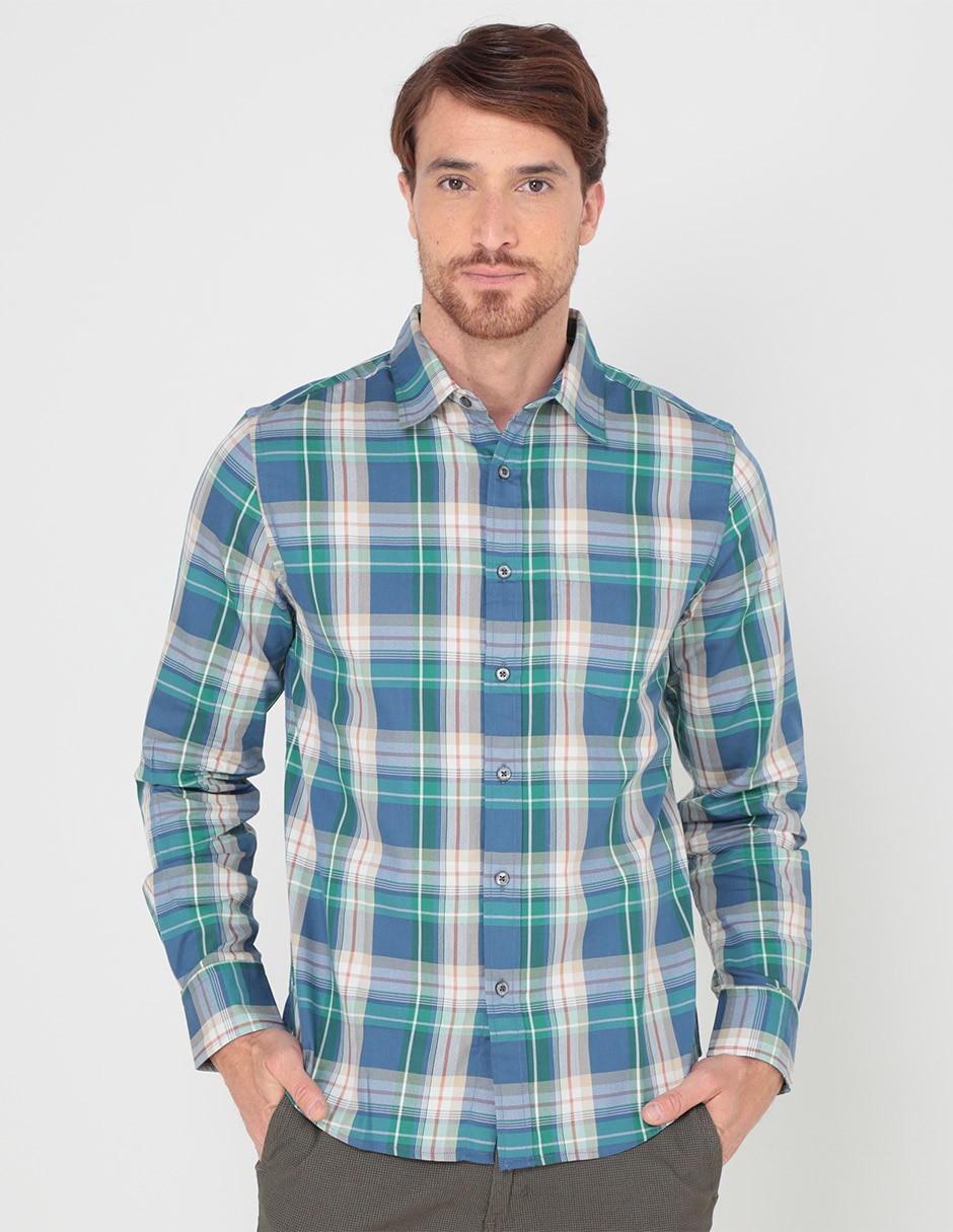 Camisa casual de algodón manga larga para hombre 1