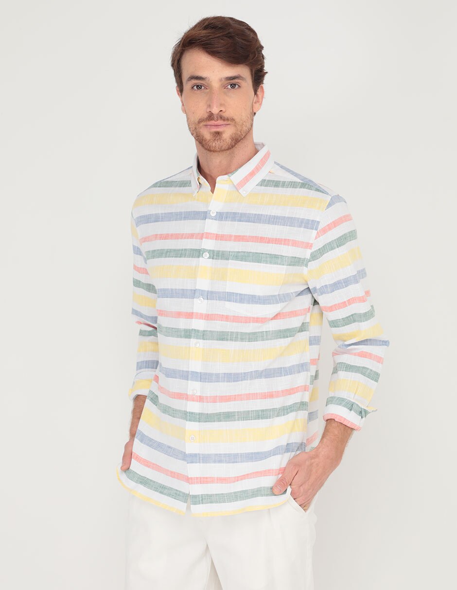 Camisa casual de algodón manga larga para hombre 1